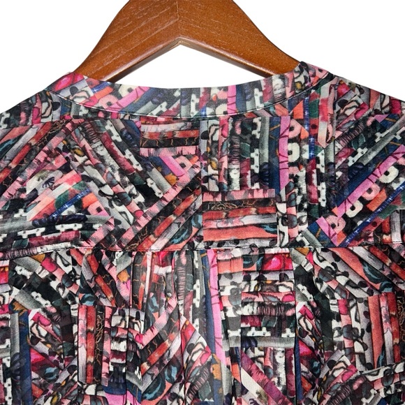 Megan Park 100% Silk‎ Long Sleeve Abstract Print Women's Blouse - Picture 5 of 6